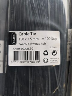 Ca. 100x Tie wraps Q-Link, 00,426,30, zwart